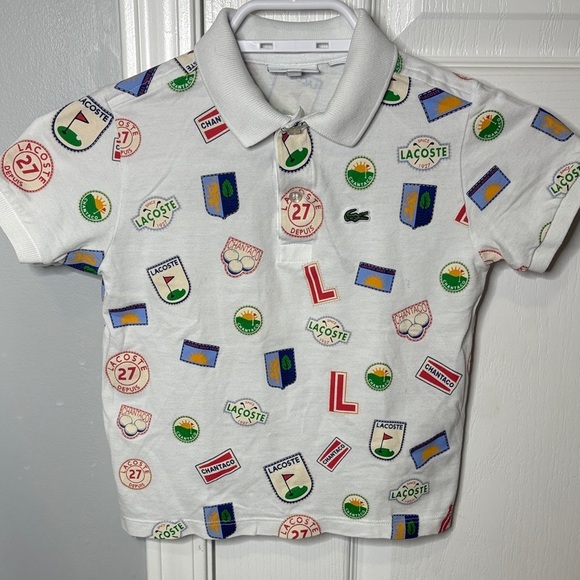 Lacoste Other - Lacoste Kids Polo Shirt - White with Colorful Graphics